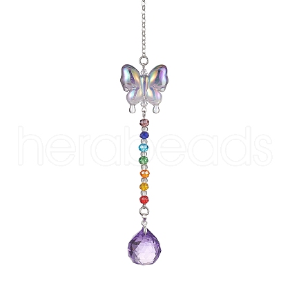 Glass Teardrop Pendant Decorations HJEW-JM01581-02-1