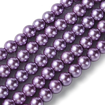 Eco-Friendly Dyed Glass Pearl Bead Strands HY-A008-6mm-RB083-1