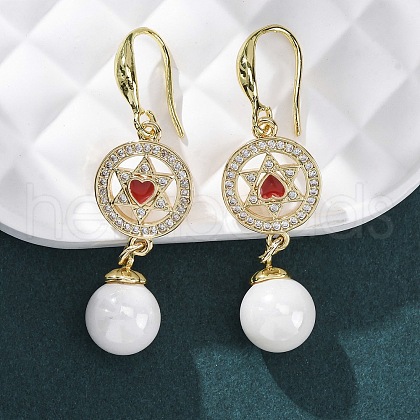 Brass Micro Pave Clear Cubic Zirconia Dangle Earrings EJEW-F362-03G-1
