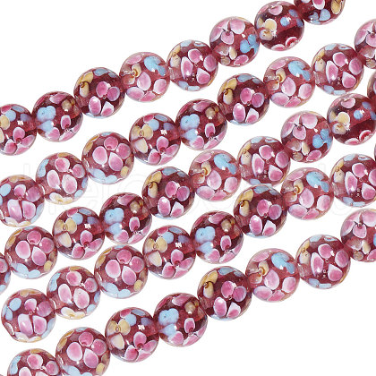 Globleland 30Pcs Luminous Handmade Gold Sand Lampwork Beads LAMP-GL0001-03-1
