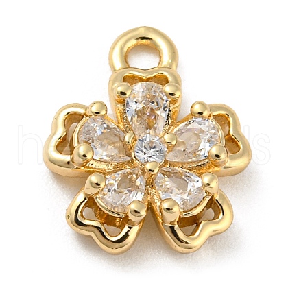 Brass with Clear Cubic Zirconia Charms KK-G478-02D-KCG-1