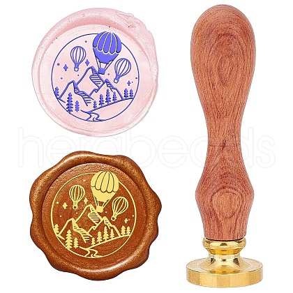 Brass Wax Seal Stamps with Wood Handle AJEW-WH0412-0129-1