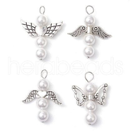 Shell Pearl Beaded Angel Pendants PALLOY-JF03016-1