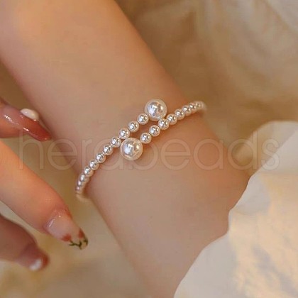 Resin Imitation Pearl Beaded Cuff Bangles for Women WGD81E8-10-1