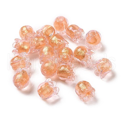 Handmade Gold Foil Lampwork Glass Beads X1-LAMP-G158-02E-1