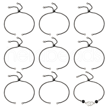 10Pcs 304 Stainless Steel Curb Chain Slider Bracelet Makings AJEW-UN00019-1