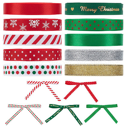   10Rolls 10 Colors Polyester Printed Ribbon OCOR-PH0004-25-1