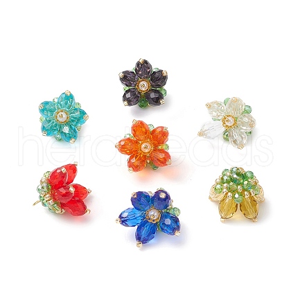 7Pcs 7 Colors Transparent Glass Pendants PALLOY-MZ00719-1