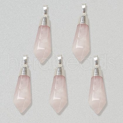 Natural Rose Quartz Pendants G-P445-E12-1