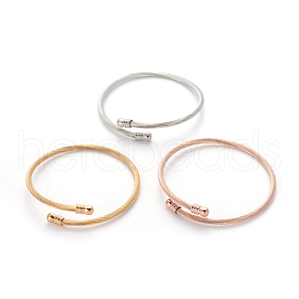 304 Stainless Steel Torque Bangle Sets BJEW-L642-10-1