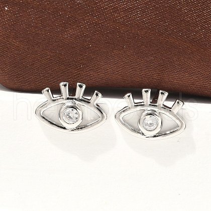 Brass Micro Clear Cubic Zirconia Eye Stud Earrings EJEW-S252-02P-1
