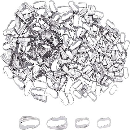 Unicraftale 200Pcs 2 Style 304 Stainless Steel Snap On Bails STAS-UN0029-19-1