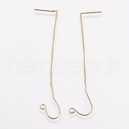 Brass Chain Stud Earrings Findings KK-F731-06G-1