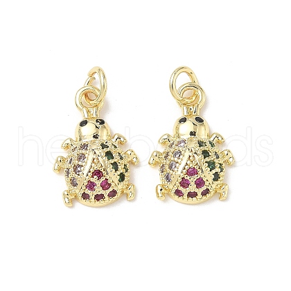 Brass Micro Pave Cubic Zirconia Charms KK-C104-19G-1