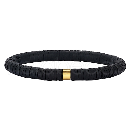 Polymer Clay Heishi Surfer Stretch Bracelet with 304 Stainless Steel Beaded BJEW-SW00112-01-1