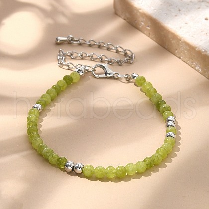 Natural Peridot Bead Bracelet ZW6419-4-1