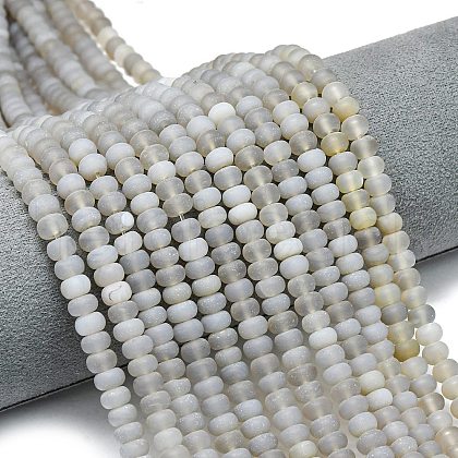 Natural Gery Aagate Beads Strands G-P575-A42-6x4mm-1