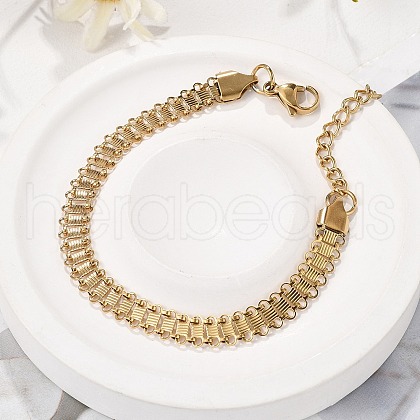 304 Stainless Steel Chain Bracelets BJEW-P351-01D-G-1