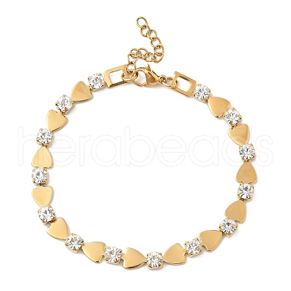 304 Stainless Steel Rhinestone Cup Chain Bracelets for Women BJEW-F488-26A-G-1