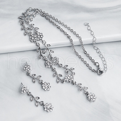 Sunflower Zinc Alloy Rhinestone Pendant Necklaces & Stud Dangle Earrings Sets FS-WGAE4E5-01-1