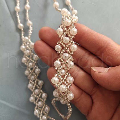 Rhombus Plastic Pearl with Glass Seed Beaded Anklets FS-WGADC6C-01-1