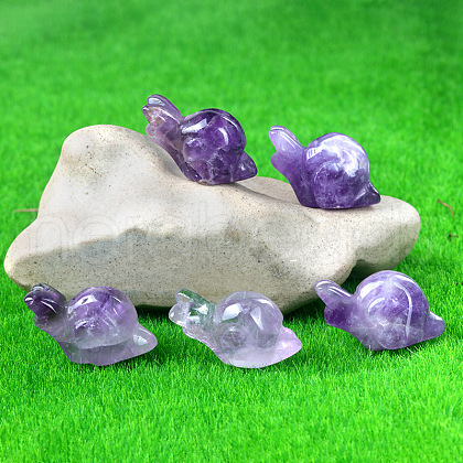Natural Amethyst Carved Healing Snail Figurines PW-WG23180-15-1