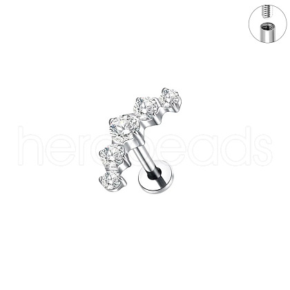 G23 Titanium Micro Pave Clear Cubic Zirconia Cartilage Earrings WG0DE3D-54-1