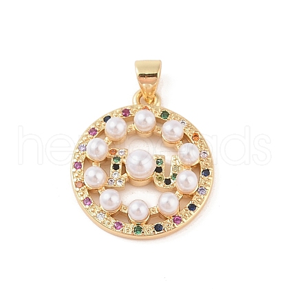 Brass Micro Pave Colorful Cubic Zirconia Pendants KK-E111-34C-G-1