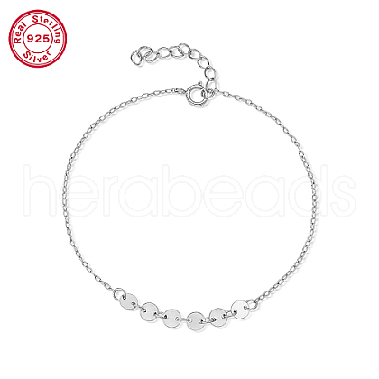 Rhodium Plated 925 Sterling Silver Flat Round Link Bracelets EN4522-4-1