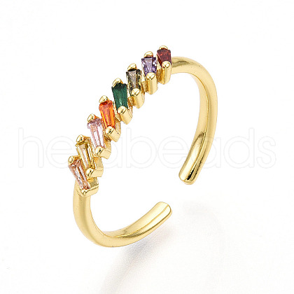 Brass Micro Pave Cubic Zirconia Cuff Rings for Women KK-T070-109-1