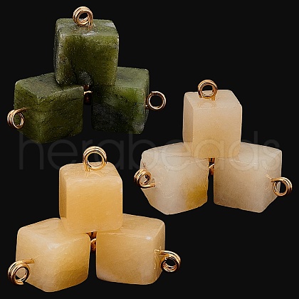 ARRICRAFT 24Pcs 3 Colors Natural Jade Charms G-AR0006-18-1