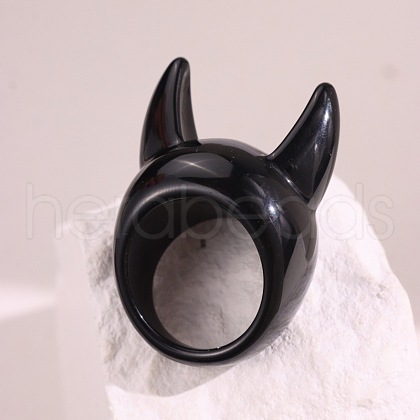 Devil Horn Resin Finger Rings FS-WG03E69-02-1