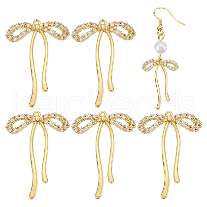 BENECREAT 6Pcs Brass with Rhinestone Pendants KK-BC0014-26G-1