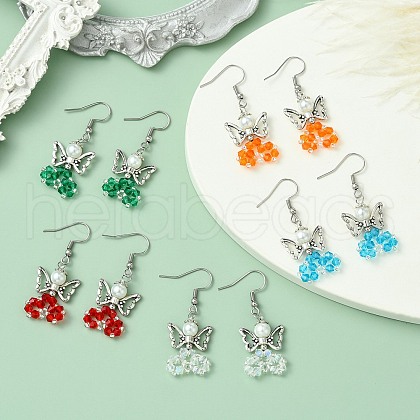 Glass Dangle Earrings EJEW-MZ00319-1