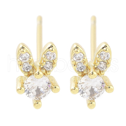 Brass Pave Clear Cubic Zirconia Stud Earring EJEW-S217-G02-1