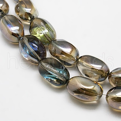 Full Rainbow Plated Crystal Glass Oval Beads Strands X-EGLA-F026-A03-1