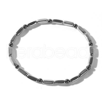 Elegant Cuboid Non-Magnetic Synthetic Hematite Beads Stretch Bracelets for Men XR1973-1