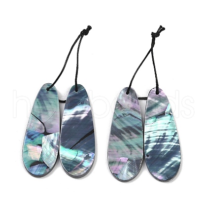 2Pcs Natural Black Lip Shell Pendants FIND-Z079-01E-1