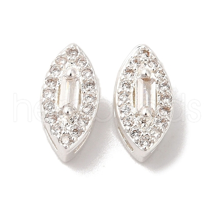 Brass Micro Pave Clear Cubic Zirconia Beads KK-G503-23S-1