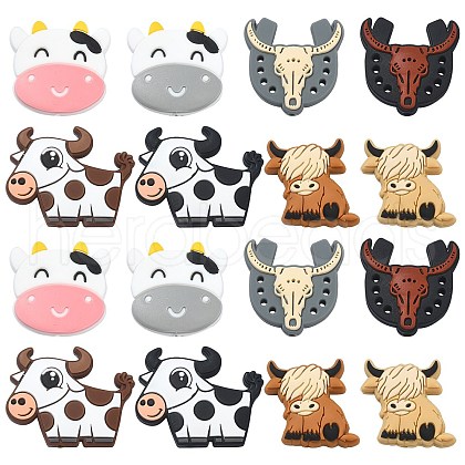 16Pcs 8 Style Food Grade Eco-Friendly Silicone Focal Beads SIL-CJ0001-11-1