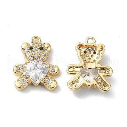 Rack Plating Brass Clear Cubic Zirconia Pendants KK-B072-24G-1