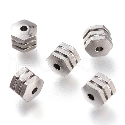 Tarnish Resistant 202 Stainless Steel Groove Beads STAS-I168-07P-1