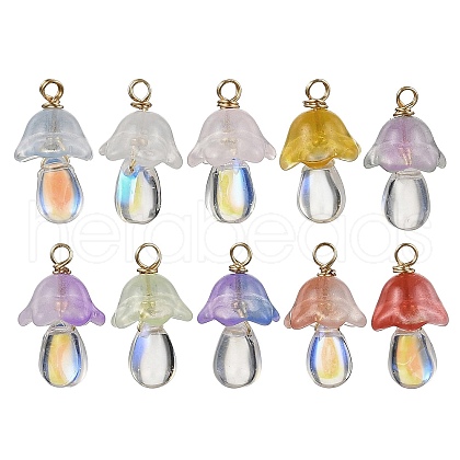 10Pcs Transparent Glass Pendants PALLOY-JF02944-1