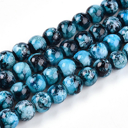Baking Painted Glass Beads Strands DGLA-N003-8mm-A08-1