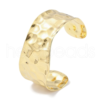 304 Stainless Steel Textured Wide Open Cuff Bangles for Women BJEW-C071-08G-1