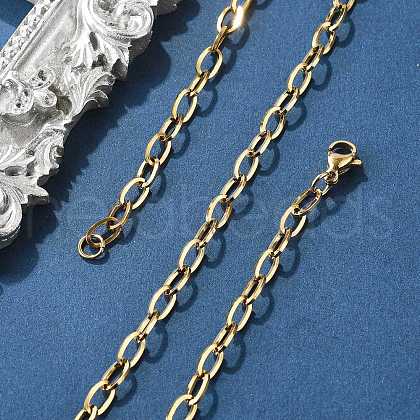 Ion Plating(IP) 304 Stainless Steel Cable Chain Necklace Making STAS-A028-N091G-1