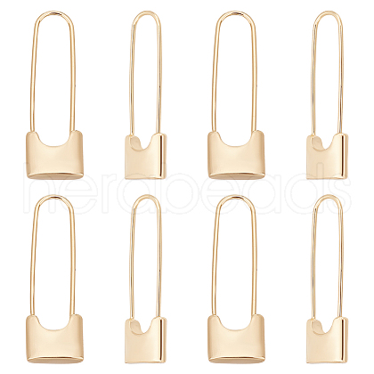 ARRICRAFT 8Pcs Brass Safety Pin Shape Dangle Hoop Earrings for Men Women KK-AR0002-90-1