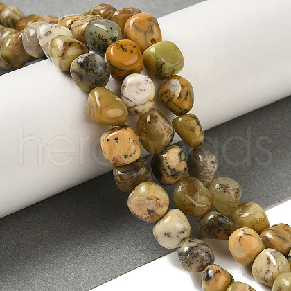 Natural Yellow Moss Agate Beads Strands G-B078-D13-01-1