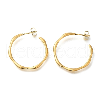 Ion Plating(IP) 304 Stainless Steel Ring Stud Earrings for Women EJEW-S227-57G-1