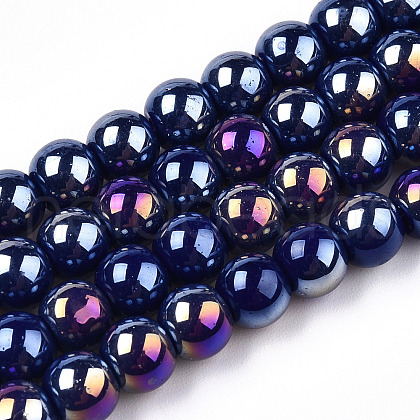 Electroplate Opaque Glass Beads Strands GLAA-T032-P6mm-AB03-1